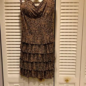 Plus size, strapless,, leopard, print dress